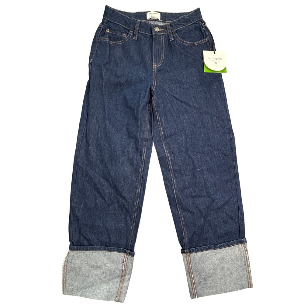 Kate Spade x Target Women's Wide Leg Cuffed Jeans 00 Dark Blue